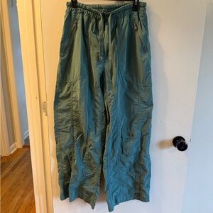 Free People Teal Wide-Leg Utility Pants